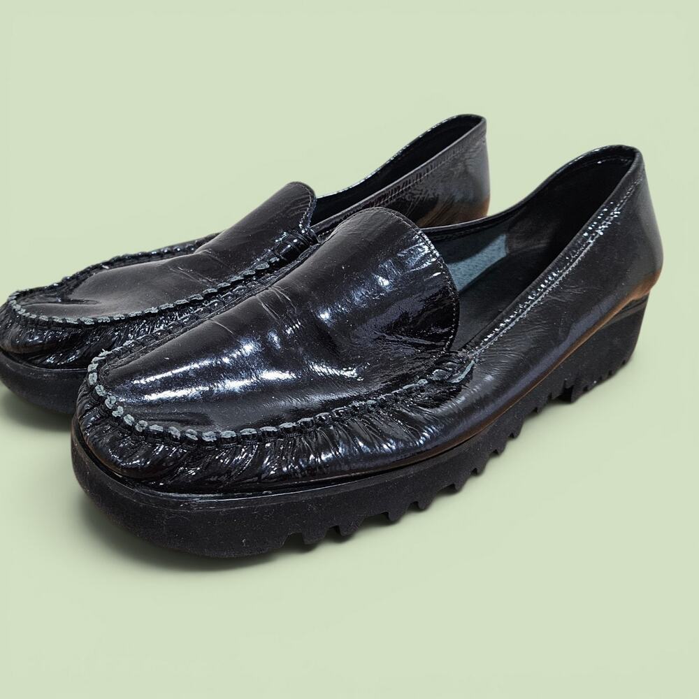 Sesto Meucci Brown Patent Leather Loafers Vibram Sole Italy 9